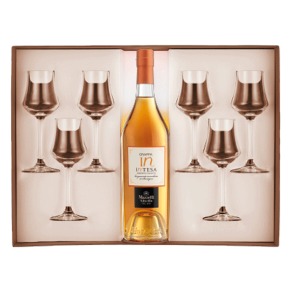 Grappa INTESA con 6 calici in Geschenkbox